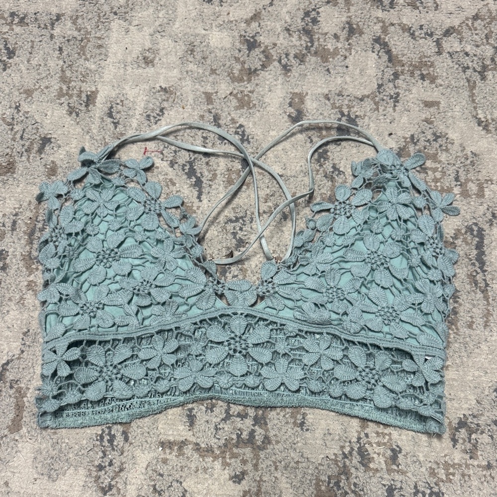 Maurices Crochet Floral Bralette in Sage Green